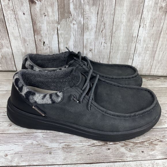 Hey Dude Shoes Hey Dude Polly Total Black Shoes Comfort Lace Up